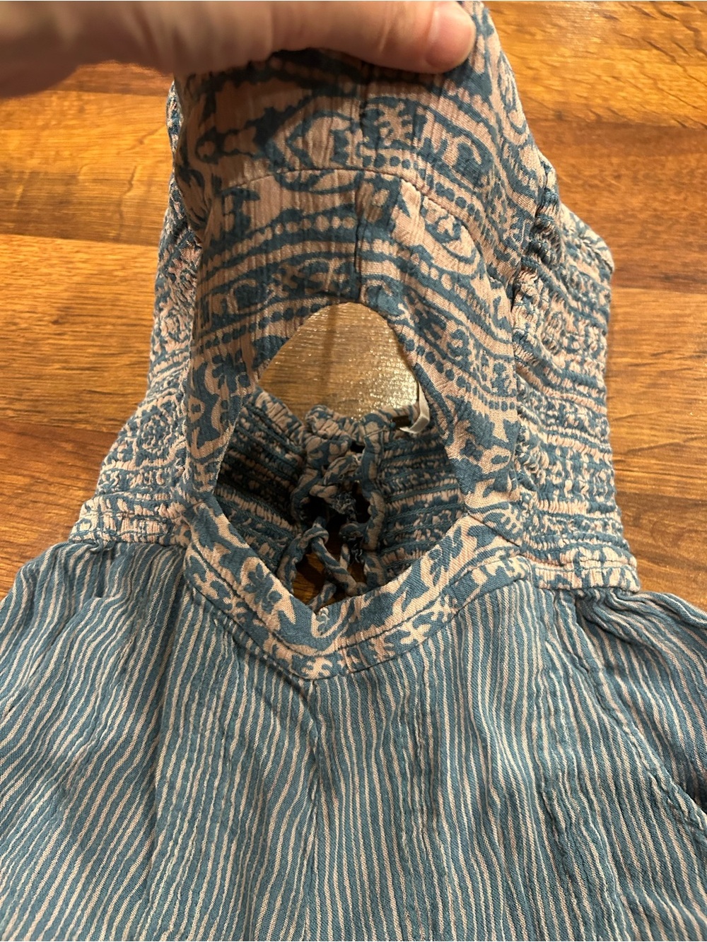 Free People Crystal Bay Wide Leg Open Tied Back Blue Halter Romper Small - Picture 5 of 9
